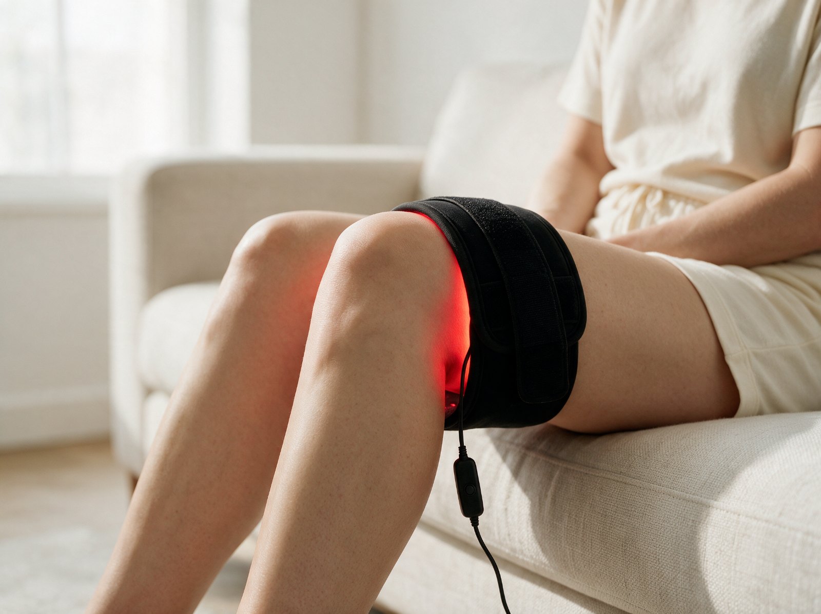 The Sanamere Band fastened around a knee during an evening routine