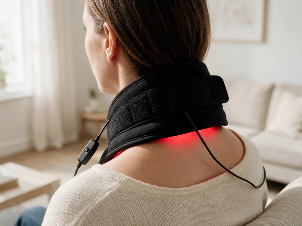 Band resting across the neck and upper shoulders